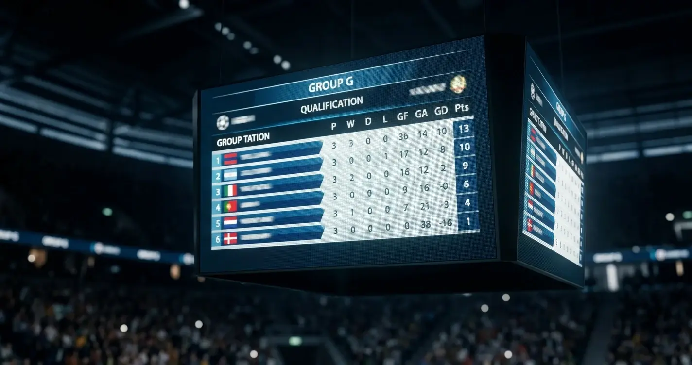 Tableau d'affichage de classement de groupe dans un stade moderne