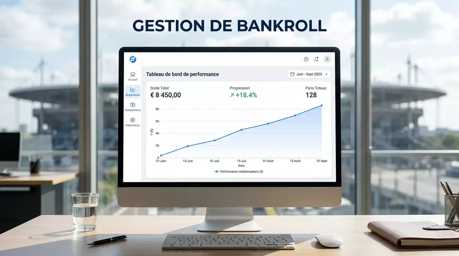 Graphique illustrant l'évolution d'une bankroll avec gestion disciplinée sur la durée d'un tournoi
